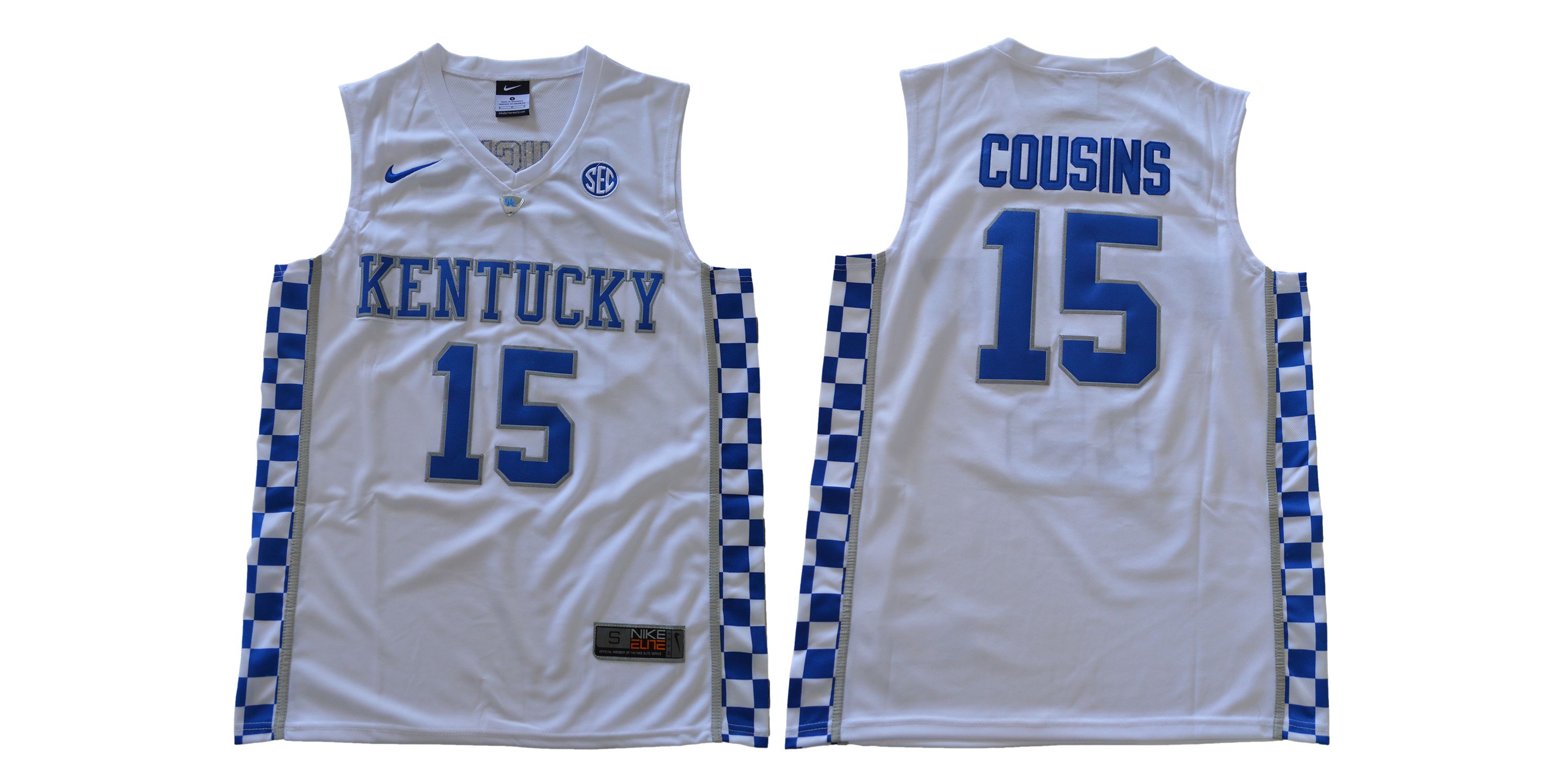 Men Kentucky Wildcats #15 Cousins White NBA NCAA Jerseys->->NCAA Jersey